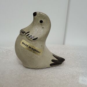 Vintage Made in Norway Brown Hand Painted Bird Ceramic Pottery